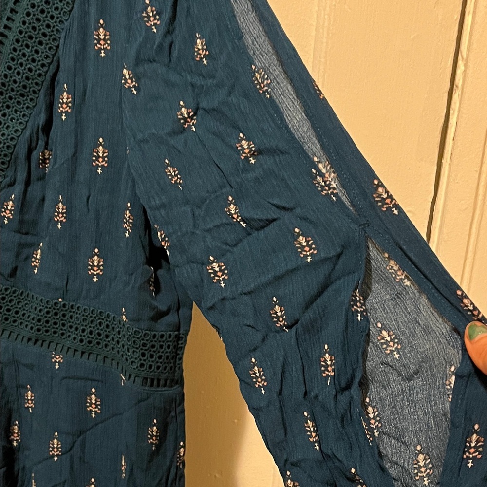 TORRID Teal Patterned Long Sleeve Dress - Picture 6 of 12